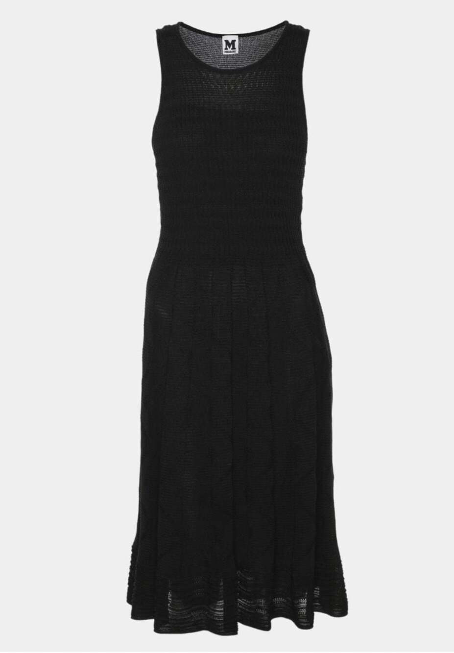 M Missoni Black Sleeveless Ribbed Knit Midi Dress